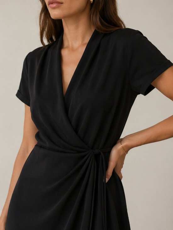 Babaton Dresses & Skirts - Aritzia Babaton Wallace Wrap Dress Black Size S
